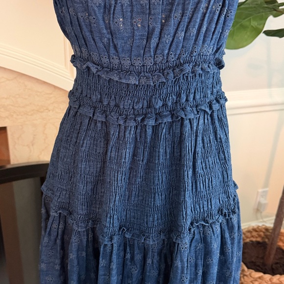 Doen Gap Eyelet Denim Midi Maxi Dress - Picture 5 of 7
